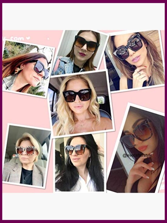 Vintage Oversized Square Sunglasses UV400 Protection Flat Lens main image 4